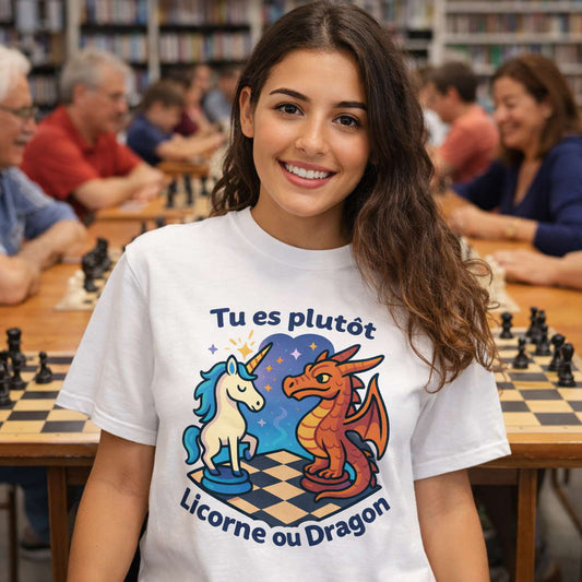 Plutôt Licorne ou Dragon ? _ T-shirt échecs