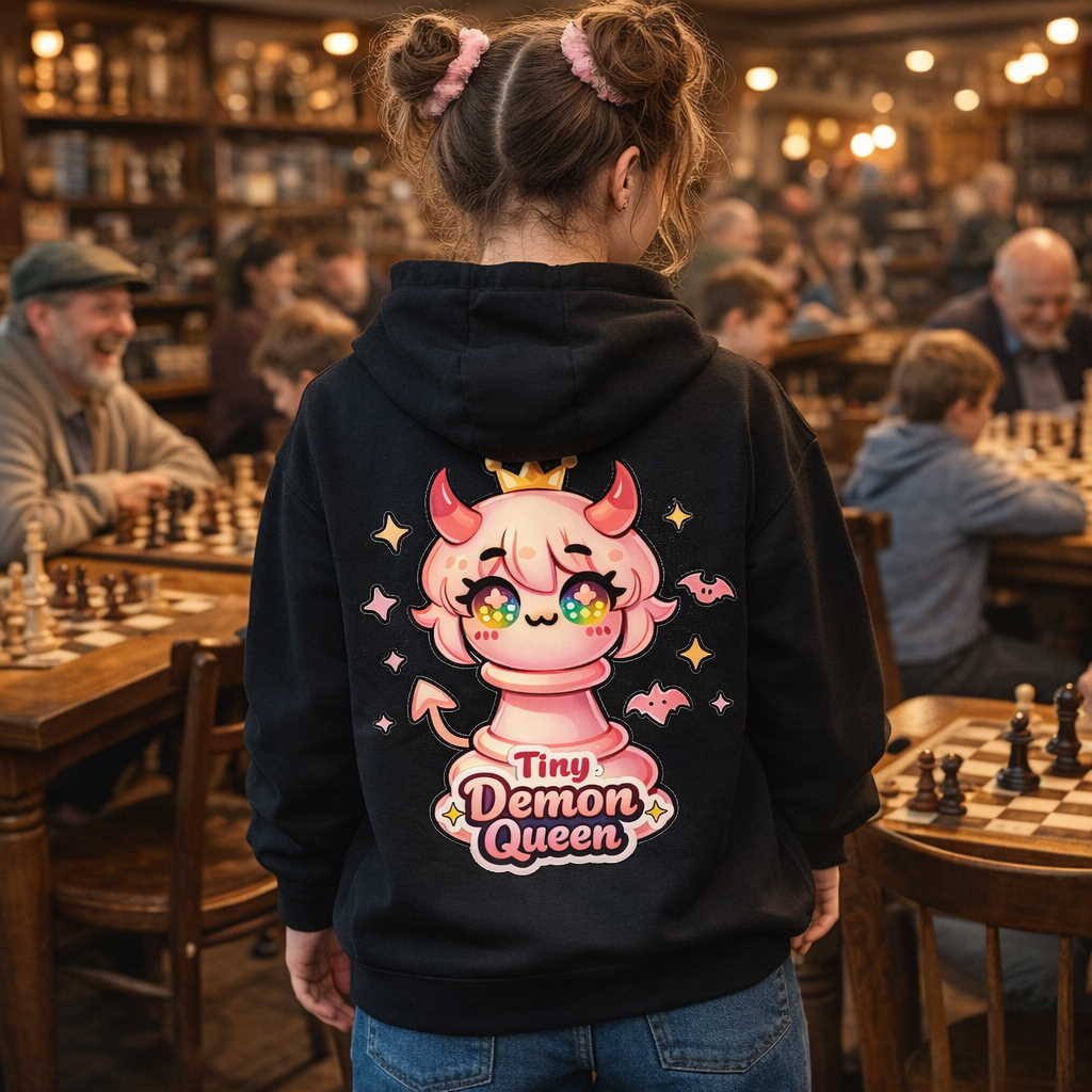Tiny Demon Queen _ Sweat à capuche à fermeture éclair _ échecs
